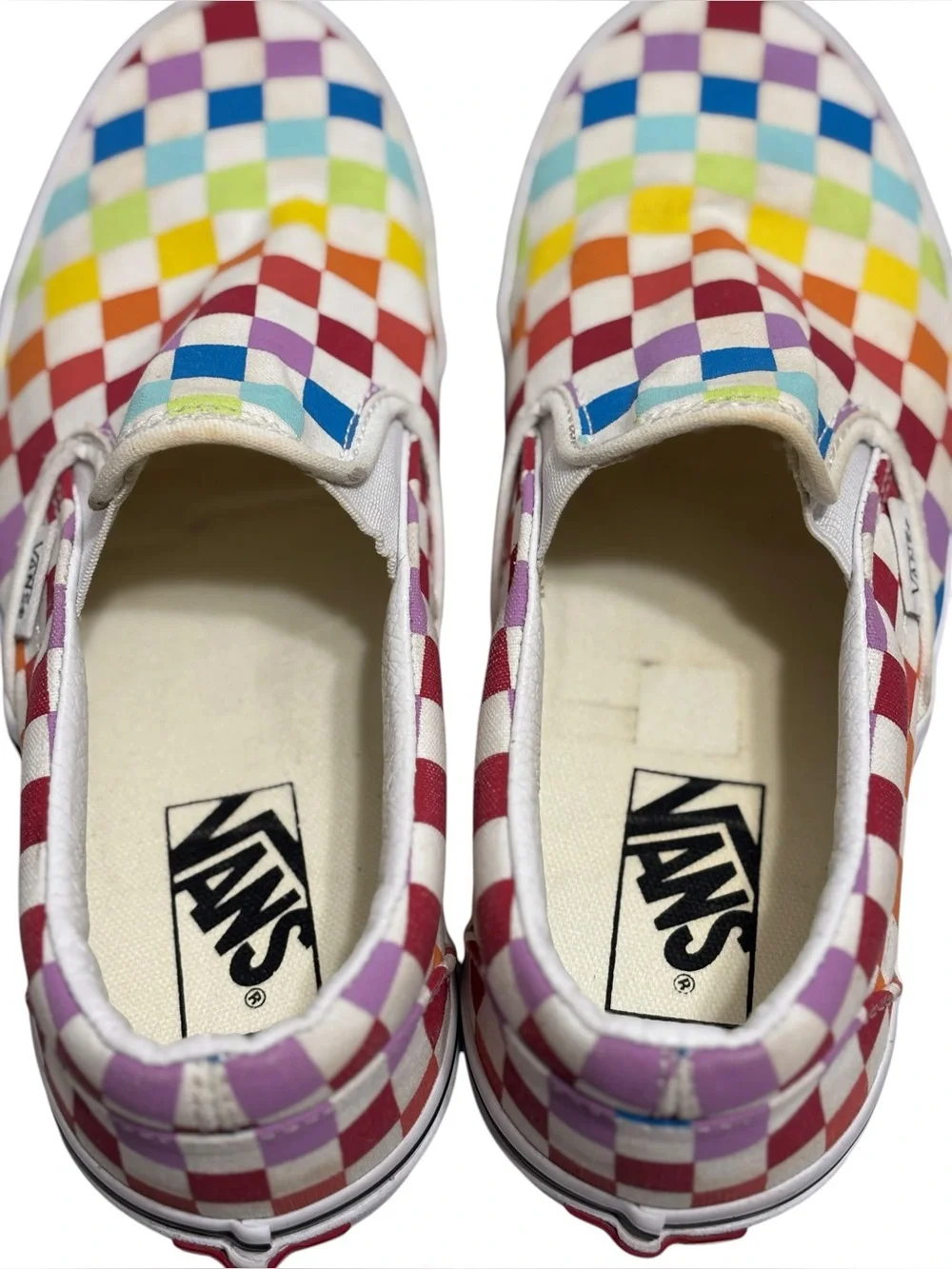 Vans Rainbow Unisex Checker Slip-On Sneakers Men Size 6.5 Women Size 8